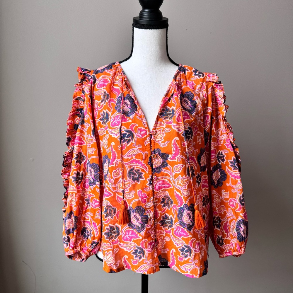 Cleobella Talia Floral Orange Top